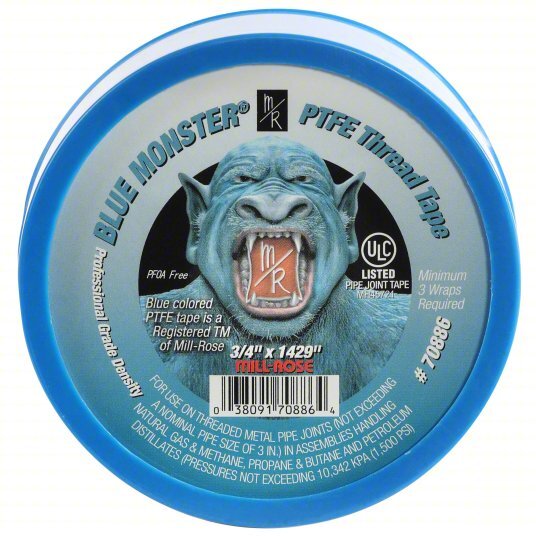 BM70886EA BLUE MONSTER 3/4 INCH X 1429 INCH MDPE BLUE TEFLON TAPE