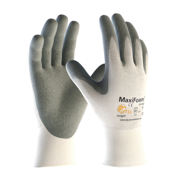 34-800/L MAXIFOAM, 15G WHT. NYLON SHELL GLOVE, GRY. FOAM NITRILE