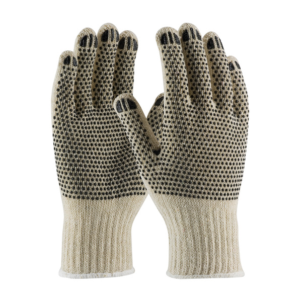 36-110PDD/L COTTON/POLYESTER, 7G REG WGT, TWO SIDE BLK GLOVE. DOT