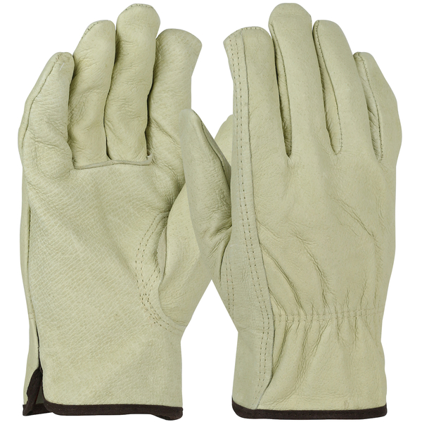 994KF/XXL ECONOMY TOP GRAIN PIGSKIN LEATHER DRIVERS GLOVE W/RED FLEECE LINING, KEYSTONE THUMB - XXL