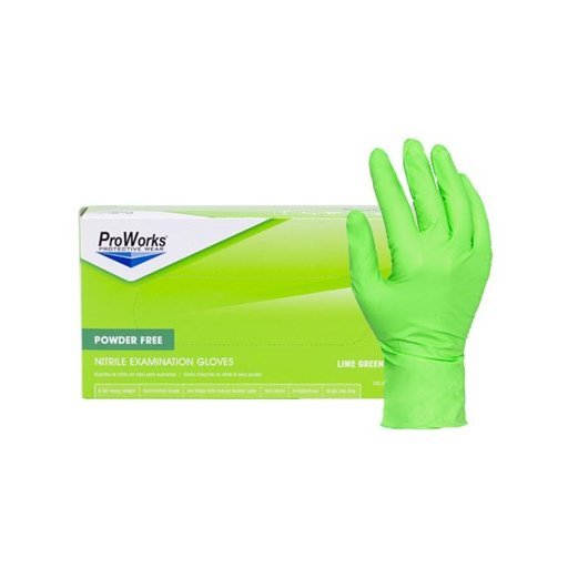 GL-NG107FX NITRILE POWDER FREE EXAM GLOVES NEON GREEN, 7MIL -XL