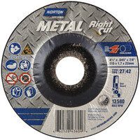 NORTON: 4-1/2 X .045 X 7/8 TYPE 27 DEPRESSED CENTER WHEELS, CUT-OFF WHEEL, 24 GRIT