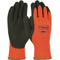 HI-VIS ORN. ACRYLIC TERRY SHELL GLOVE, BROWN MICROFINISH GRIP